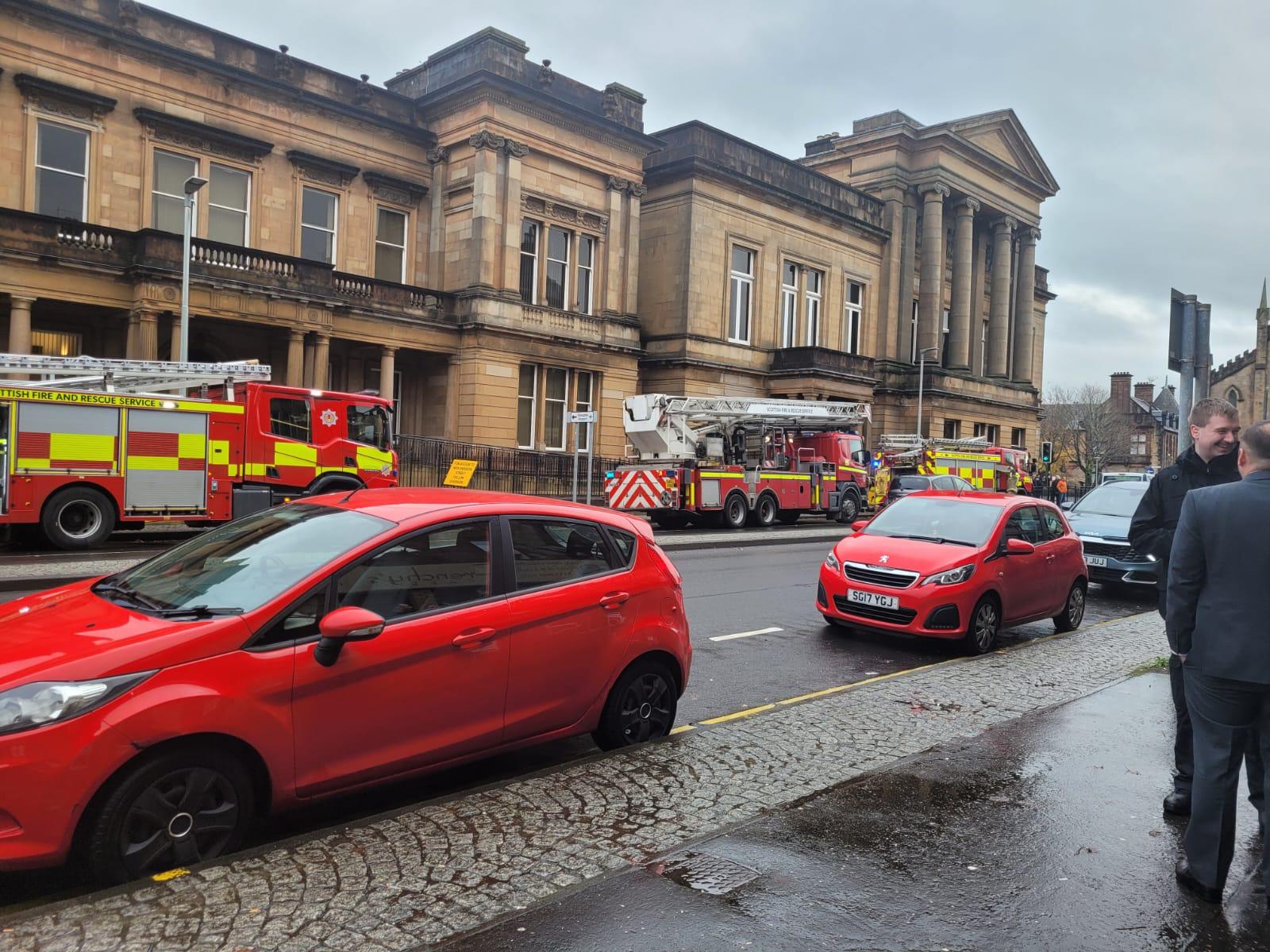 Fire crews battle blaze inside Paisley Sheriff Court